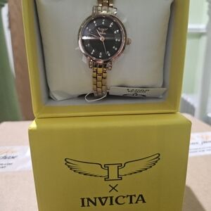 Invicta Women's Black Dial Gold Bracelet Watch